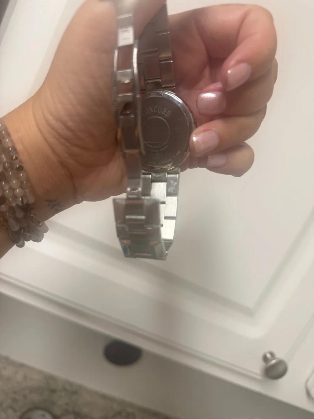 Concord Men’s Silver Stainless Steel Chronograph Watch with Crystal Accents